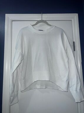 Quince White Crewneck Pullover Sweater